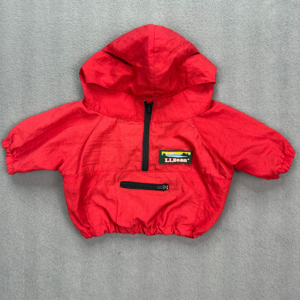 LL Bean Teddy Bear Vintage Red Rain Parka Windbreaker Jacket
